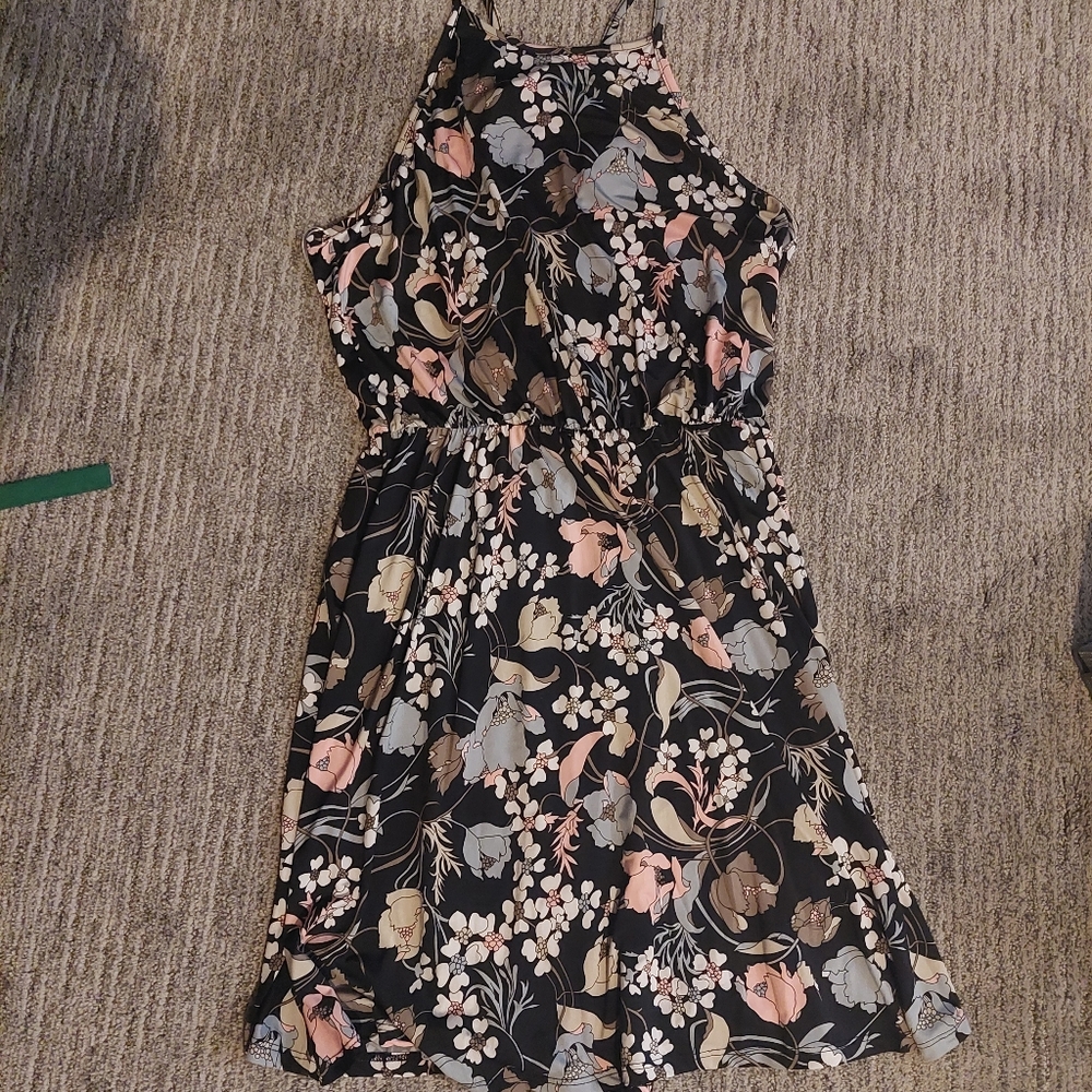 French Grey Floral Dress